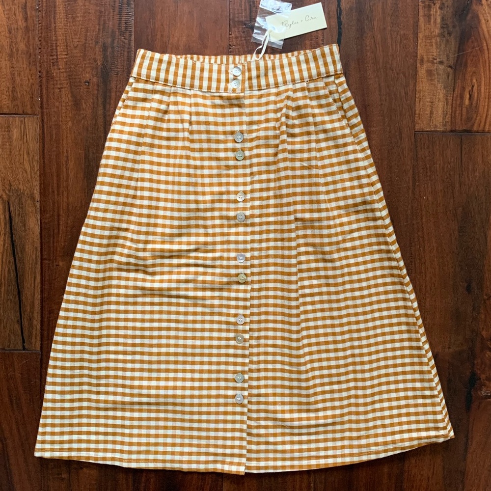 EUC Rylee + Cru gingham maxi skirt 4-5